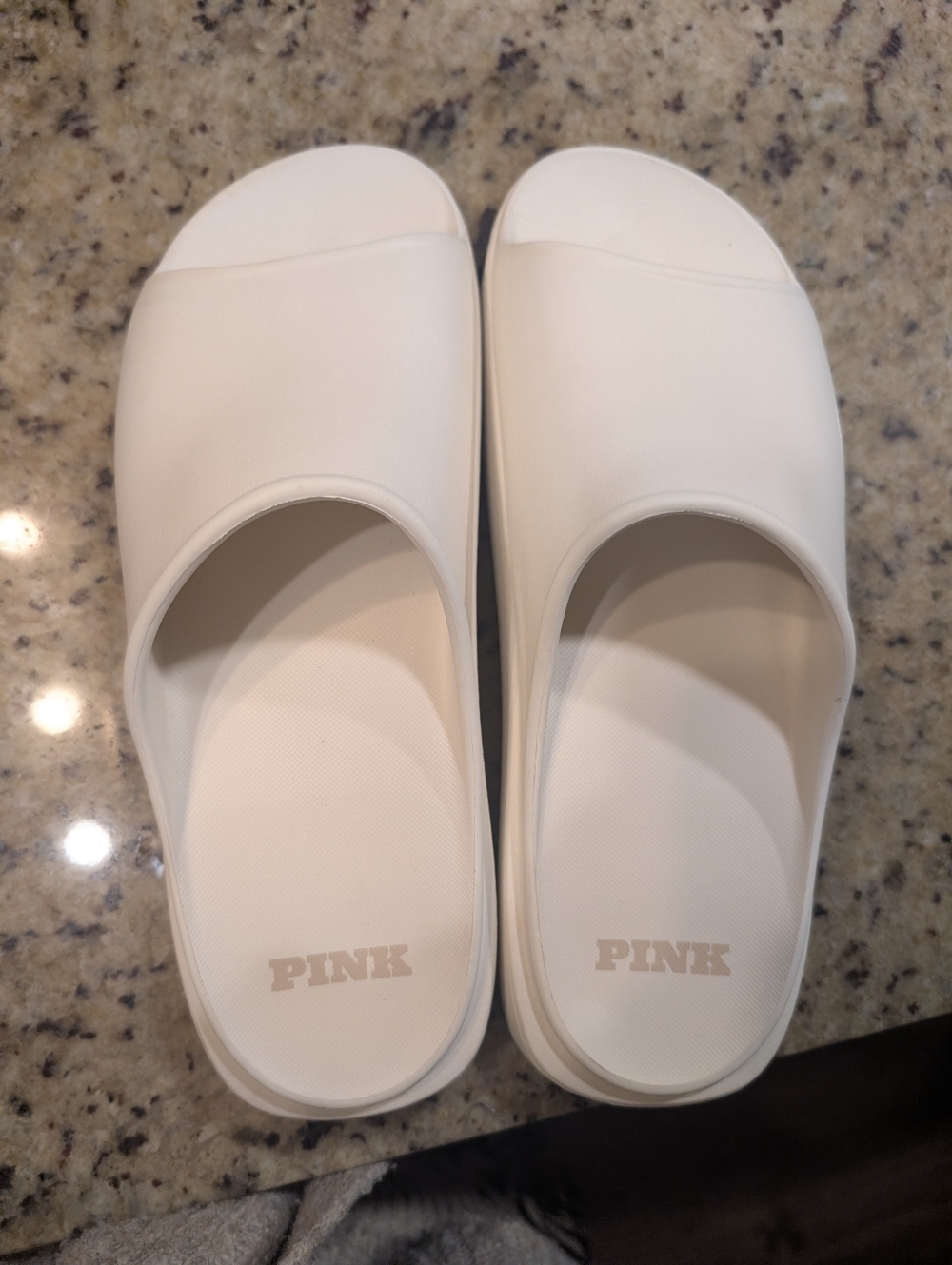 Victorias Secret Pink White Platform Slides Women's Sz 10 Xl